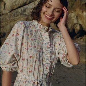 Down Small Bouquet Floral Ruffle Dress